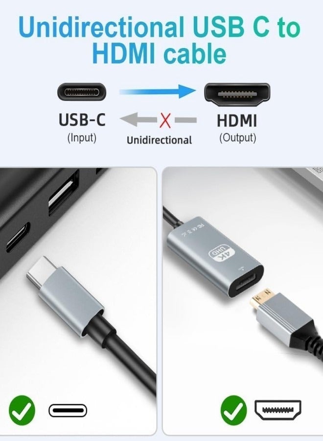 USB C to HDMI Adapter 4K@60Hz, Type C to HDMI Converter, Thunderbolt 3/4 Compatible, Plug & Play Video Adapter for Laptop, iPhone 15, iPad, MacBook, Samsung, Monitor, Projector, TV - Image 3